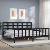 Bed Frame without Mattress Black 200x200 cm Solid Wood Pine 3192125