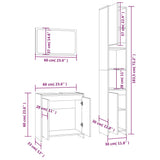 3 Piece Bathroom Furniture Set Smoked Oak Engineered Wood 3152719