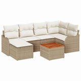 Garden Sofa Set with Storage 7 pcs Beige and Cream Poly Rattan 3356146