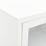 TV Cabinet White 90x30x44 cm Steel and Glass 336056