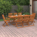 ZNTS 9 Piece Garden Dining Set 220x90x75 cm Solid Wood Acacia 3086986