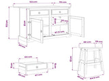 Kitchen Island Set Corona 3 pcs Honey Wax Solid Pine Wood 3425398