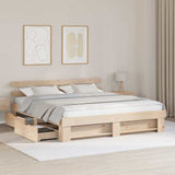 Bed Frame with Headboard Brown 200 x 200 cm Solid Pine Wood 3382262