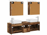 Bathroom Furniture Set 5 pcs Old Wood Engineered Wood and Glass 3406765