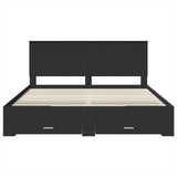 Bed Frame Black and Silver 200 x 200 cm Engineered Wood 3409609