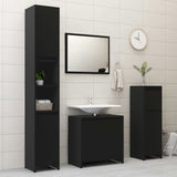 ZNTS 3 Piece Bathroom Furniture Set Black Engineered Wood 3056935