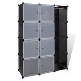 ZNTS Modular Cabinet 9 Compartments 109x36.5x143 cm Black and White 240497