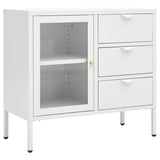 Sideboard White 75x35x70 cm Steel and Tempered Glass 336074