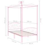 Canopy Bed Frame without Mattress Pink Metal 90x200 cm 284486