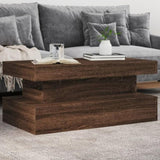 ZNTS Coffee Table with LED Lights Brown Oak 90x50x40 cm 839853