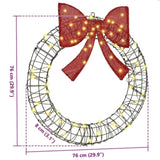Wreath with 60 LEDs Warm white 75 x 75 x 8 cm Rattan 42019139