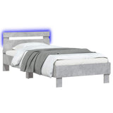 Bed Frame with LED Concrete Grey 80 x 200 cm Engineered Wood 8008997