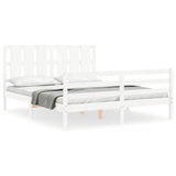 Bed Frame without Mattress White King Size Solid Wood 3194122