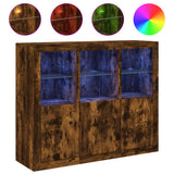 Sideboards with LED Lights 3 pcs Smoked Oak Engineered Wood 3209104