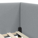 Corner Bed Frame Light Grey 90 cm x 200 cm Velvet 42016189