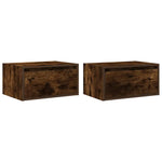 ZNTS Wall-mounted Bedside Cabinets with LED Lights 2 pcs Smoked Oak 860220