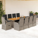 11 Piece Garden Dining Set with Cushions Grey Poly Rattan 3277617