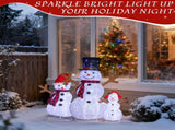 Set of 3 Lighted Snowman Family Christmas Yard Decorations, 60cm 90cm 120cm Pre-lit Pull Up Snowman 12090864