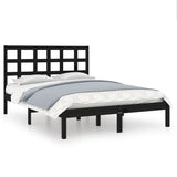 Bed Frame without Mattress Black 140x190 cm Solid Wood 3105454