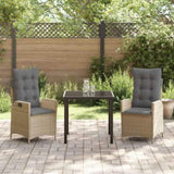 Garden Dining Set with Cushion 3 pcs Beige Poly Rattan 3380512