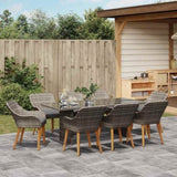 Garden Dining Set with Cushion 9 pcs Grey Poly Rattan 3261626