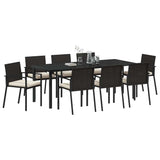 Garden Dining Set 9 pcs Black Powder-Coated Steel 3379253