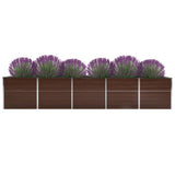 Garden Raised Bed Galvanised Steel 400x80x77 cm Brown 47062