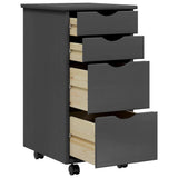 Rolling Cabinet with Drawers MOSS Grey Solid Wood Pine 355905