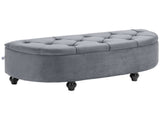 Velvet-Feel Half Circle Storage Ottoman - Dark Grey T3398P328272