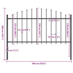 Garden Fence with Spear Top Steel 181x150 cm Black 144943