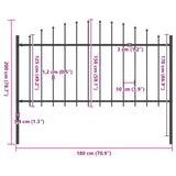 Garden Fence with Spear Top Steel 181x150 cm Black 144943