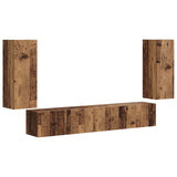 TV Cabinet Set 4 pcs Old Wood Engineered Wood 3409166