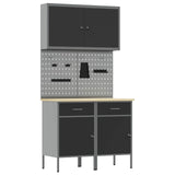Work Cabinet with Drawer 5 pcs Black Engineered Wood and Steel 3321416