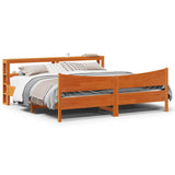 Bed Frame with Headboard Wax Brown 180x200 cm Super King Solid Wood Pine 3306296
