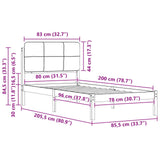 Bed Frame with Upholstered Headboard Light Grey 80 x 200 cm 878009