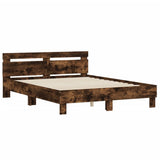 Bed Frame with LED without Mattress Smoked Oak 150x200 cm King Size 3207543