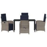 Garden Dining Set with Cushion 5 pcs Grey Poly Rattan 3380360