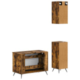 3 Piece Bathroom Cabinet Set BREDA Smoked Oak Engineered Wood 3417806