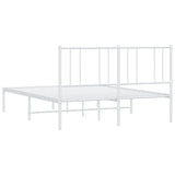 Metal Bed Frame without Mattress with Headboard White 140x190cm 352529