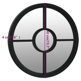 Round Garden Mirror Black Iron Medium Decorative Inlays Mirror 318358