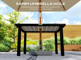 Square Garden Dining Table with 5.4cm Parasol Hole, Slatted Top, Metal Frame, 86 x 86 x 71 cm, Light T3398P322120