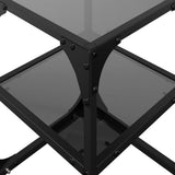 Coffee Tables with Black Glass Top 2 pcs 30x30x45 cm Steel 846001