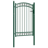 Fence Gate EMMEN with Arched Top Steel 100x106 cm Green 146365