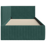 Corner Bed Frame with Headboard Dark green 90 x 200 cm Velvet 42016268
