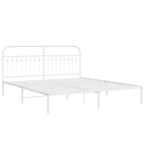 Metal Bed Frame without Mattress with Headboard White 183x203cm 376653