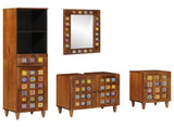 Bathroom Furniture Set with Shelf 4 pcs Walnut Solid Mango Wood 3310092