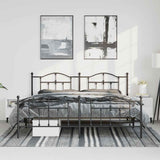 Metal Bed Frame without Mattress with Footboard Black 193x203cm 353463