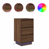 Bedside Cabinet with LED Lights Brown Oak 38x34x65 cm 861307