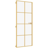 Interior Door Slim Golden 93x201.5 cm Tempered Glass and Aluminium 155146