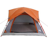 Camping Tent Cabin 4-Person Grey and Orange Waterproof 4009454